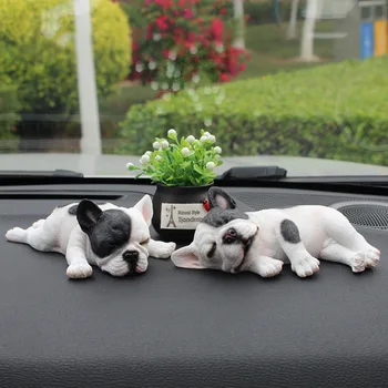 Masina Ornamente Poziție de Dormit Bulldog francez Mașină de Decor Drăguț Simulare Câine cModel Auto Interioare Accesorii Coche