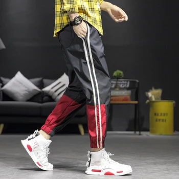 Mens Hip Hop Jogger Trening Retro Stripe Track Pantaloni Barbati Sport Largi Largi Japoneză Streetwear De Sex Masculin Tineret Facultate