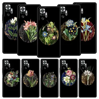 Moale TPU Caz de Telefon Pentru Xiaomi Redmi Note 10 11 9 8 Pro 9S 7 8T 9T 8A 9A 9C K50 K40 Jocuri Capac Vintage Flori Botanică Marmură