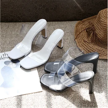 Moda coreeană sandale de vară un nou cuvânt transparent curea din piele toc gros sandale Romane pentru femei
