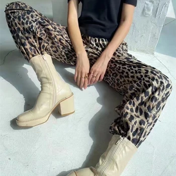 Moda Leopard De Imprimare De Înaltă Talie Pantaloni Pantaloni 2021 Toamna Anului Nou Pantaloni Lungi Femei Falduri Retro Casual Doamnelor Pantaloni Sex Feminin 17624