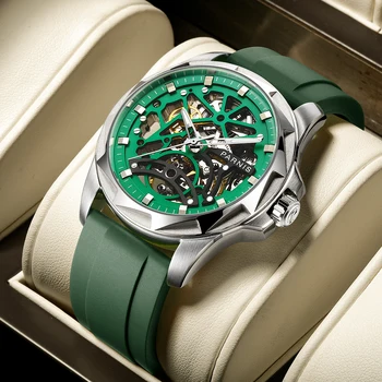 Moda Parnis 43mm Verde de Apelare Automată Bărbați Ceas Cristal Safir Calendar Mecanic de Lux Ceasuri reloj hombre Omul Ceas