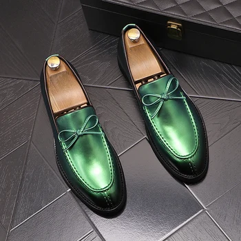 moda pentru bărbați petrecere de club rochie naturale ciucuri din piele pantofi slip-on de conducere pantof negru verde respirabil mocasini incaltaminte