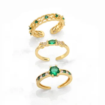 Moda Vintage Verde de Zirconiu de Lux Inele pentru Femei Clasic Reglabil Cot Inele de Nunta Nupțial Bijuterii Accesorii Cadou