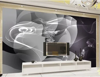 Modern abstract fundal de fum negru și alb fundal de flori de decorare perete pictura murală 3d tapet