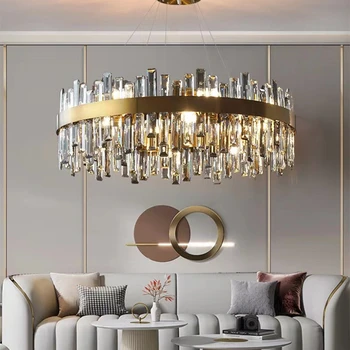 Modern de Aur de Cristal Pandantiv Lampă de Decor Interior din Oțel Inoxidabil Agățat Lampă de Lux Luciu Living Restaurant CONDUS Candelabru