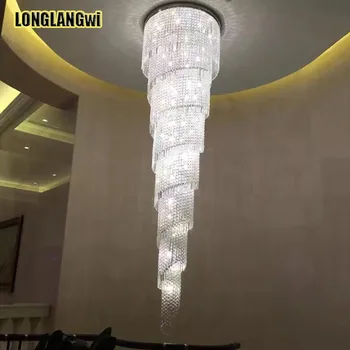 Modern lungă spirală K9 cristal candelabru LED scara corpuri de iluminat, Candelabre Lumini
