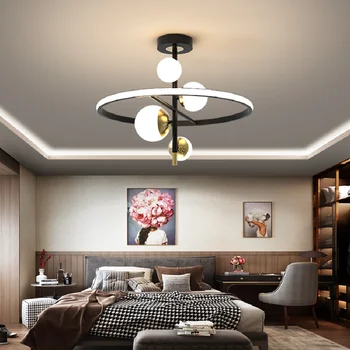 Moderne led Lumini Plafon pentru camera de zi, dormitor, Camera de Studiu 90-260V interioară led Lampă de Plafon corpuri Negre cu Aur de Culoare