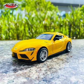 MSZ 1:31 Toyota Supra galben aliaj de modelul de masina pentru copii jucărie mașină de turnare sub presiune cu sunet și lumină trage înapoi funcția băiat masina cadou