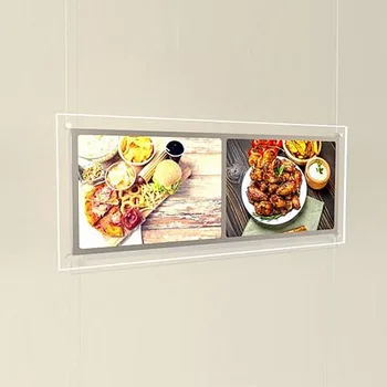 Multi Panoul de Cablu Agățat Led-uri Lightbox Cadru Poster Fereastra Panou de Afișaj ,Laterale Duble ( 2xA4)