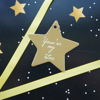 multi-utilizare 50pcs stea de aur de design vă mulțumesc Scrapbooking decor tag-uri: nunta, cadou eticheta DIY cadou folosi