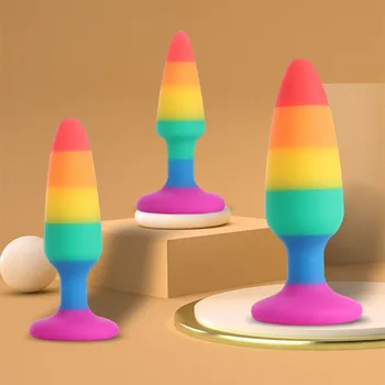 Multicolor Silicon Anal Plug Anal Dilatator anal Cu ventuza Intim Anus Jucarii Pentru Cupluri BDSM Adult Jocuri Jucarii Sexuale