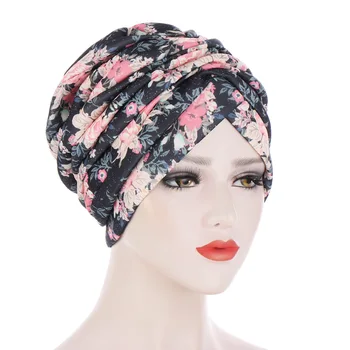 Musulman Elastic Zburli Tipărite și Burete Turban Pălărie Cancer Chimioterapie Căciuli Capac Headwrap Placat pentru femei, Pierderea Parului Accesorii