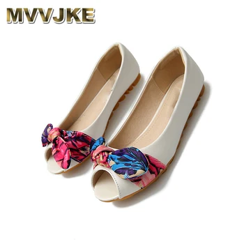 MVVJKE 11 arc designer aur china peep toe femei balerini pantofi cu mic papion drăguț kawaii alb dimensiuni mari chineză sandale