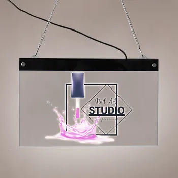 Nail Art Studio Profesional de Lumină LED-uri Semn pentru Afaceri Display Salon Salon de Manichiura cu LED-uri Semn Dreptunghi de Afișare Lumina Bord