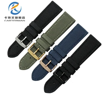 Nailon watchband pentru I-WC S-eiko Nr 5 bărbați și femei panza curea de ceas 18mm 20mm 22mm 24mm negru maro verde brățară brățară