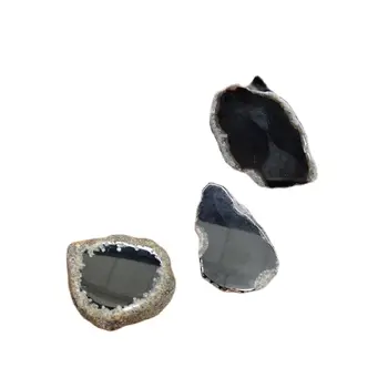 Natural negru agate felie pandantiv druzy a face bijuterii găsirea piatră neagră felie găsirea de cadouri handmade
