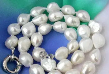 Naturale 12-14mm alb baroc de apă dulce colier de perle de cultură 46CM>de Vânzare jewerly transport gratuit