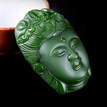 Naturale Jad Verde Guanyin Cap Pandantiv Colier Moda Bijuterii Jadeit Chinez Sculptat în Piatră prețioasă Farmec Amuleta Cadouri pentru Femei