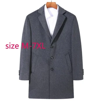 New Sosire de Moda, Super-Mari Toamna Iarna Gros Bărbați Costum Lung Guler Lână Casual Single Breasted Coat Plus Dimensiune M-6XL 7XL