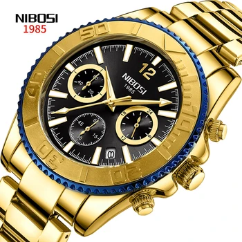 NIBOSI Mens Aur Cuarț Ceasuri de Top de Brand de Lux Ceas Casual 24 oră Ceas Sport rezistent la apă Ceas Cronograf Relogio Masculino