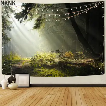 NKNK Brand Naturale Tapiz Pădure Covor de Perete Planta Acasă Tapestrys Peisaj Țesătură Mandala Agățat de Perete Mandala Hippie Tipărite
