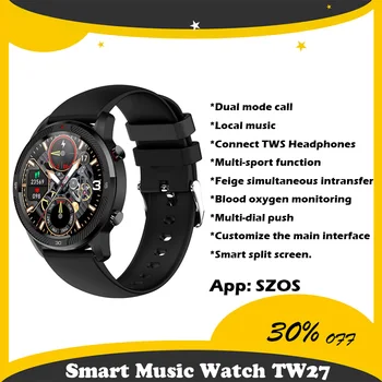 Noi 1.28 Inch Smart Muzica Watch Modul Dual Bluetooth Suna Ceasul de Muzică Locale Conecta TWS Căști de Sănătate Sportiv Ceas pentru Om