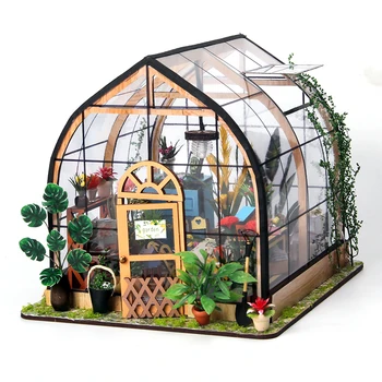 Noi Diy Casa Kit de Păpuși în Miniatură Mobilier de Grădină Clădire Cameră Model Cutie de Lemn Casă de Păpuși pentru Jucarii de Cadouri de Craciun