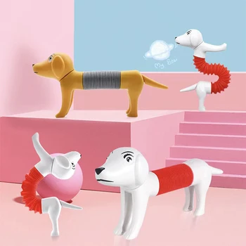 Noi DIY Plastic Decompresie Jucării Drăguț Retractabil Câine se Întinde Tub de Mână Frământa Jucarii pentru Copii, Cadouri Adulti Decompresie Jucarii