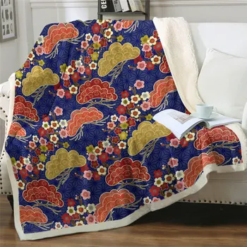 Noi Japoneză Pături Pentru Paturi De Flori De Cires Arunca Pătură Florale Colorate Cuvertură De Pluș Clasic De Moda Pătură