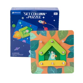 Noi Montessori Geometrice Set De Coloane De Bloc De Desen Animat Animale Puzzle Jucării Didactice Educația Preșcolară Jucărie Din Lemn