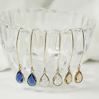 Noi Simplu Galben/Alb/Albastru Apa de Cristal Cercei pentru Femei Nuntă Lung Cercel Moda Bijuterii