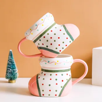 Noi Șosete Crăciun Cana Ceramica 650ml de uz Casnic Drăguț Rezistenta la Temperaturi Ridicate de Lapte Ceașcă de Cafea Halbă Decor de Crăciun Cadou