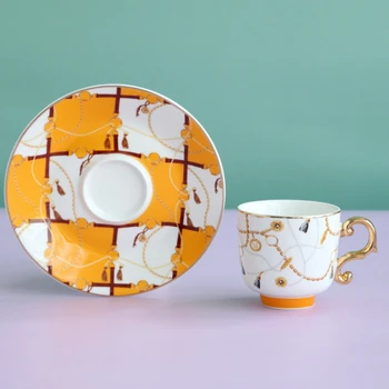Nordic Arta Moderna de Cafea Ceasca si Farfurie Set de Lux de Moda Ceramică Set Cesti de Cafea de Înaltă Calitate Platillo De Taza Cani