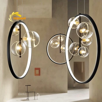Nordic Balon de Sticlă Luminile LED pentru Iluminat Moderne Simplă Lampă de Agățat pentru Acasă Bucatarie Sala de Mese Restaurant Decor