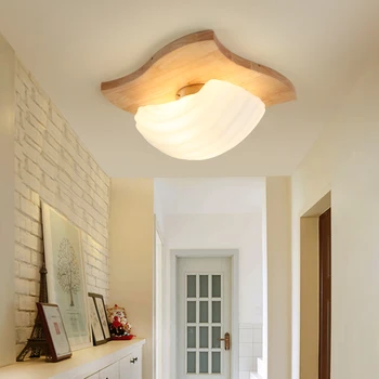 Nordic minimalist led lampă de plafon culoar de balcon din lemn, Lumini Plafon dormitor din lemn de încălzire a lămpii busteni conduse de plafon lumina YA72615