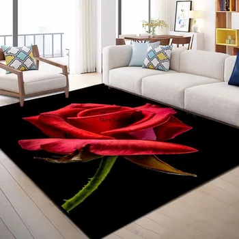 Nordic Ziua Îndrăgostiților Covor Camera de zi Mare, Zona Covor 3D Imprimate Trandafir Rosu Model de Covor Podea Acasă Mat