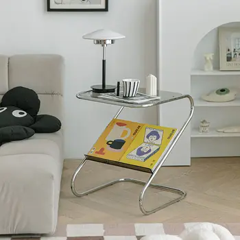 Nordic în formă de Z, Mese de Cafea, Mobilier Camera de zi Ceai de masă Sticla Cu Rack Revista Partea de Masă Acasă Noptiere
