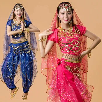 Nou Plus Dimensiune 4buc Set de Belly Dance Costum Bollywood Costum Indian Dress Bellydance Rochie Femei Burta Costum de Dans Seturi