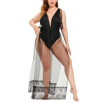 Noua Moda Fierbinte de Vânzare Plus Femei Culoare Solidă Tul Cămașă de noapte Adânc V-gât Curea de Cămașă de noapte cu Mozaic Full-length en-gros