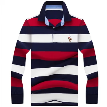 Noua Toamna iarna tricou polo brand de Înaltă calitate din bumbac tricou polo barbati Business casual cu dungi Solidă tricou polo barbati haine