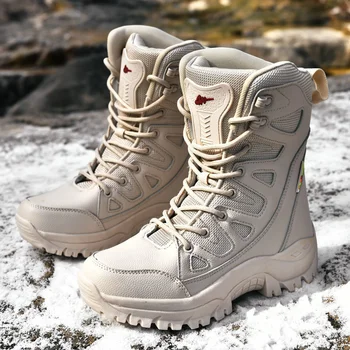 Noul Bej Iarna în aer liber, Drumeții Cizme Cuplu Pantofi Trekking Femei de Mari Dimensiuni Militare Tactice Bocanci Pentru Barbati scarponi da montagna