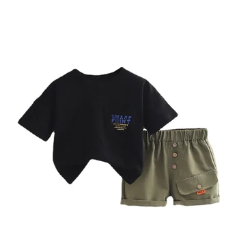 Noul Copil de Vara Haine Copii Baieti Fete Sport Litera T-Shirt, pantaloni Scurți 2 buc/Seturi Copilul Casual Costum Copii Sport