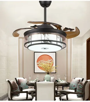 Noul stil Chinezesc fan invizibil ventilator lampa retro camera de zi ventilator de tavan lampa veche sala de mese tavan