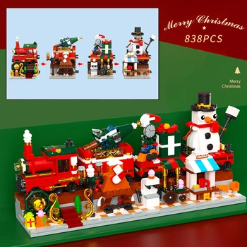 Noul Tren de Crăciun City street view 4 în 1 Blocuri Sat de Iarnă Moș Crăciun Magazin Cărămizi Jucarii pentru copii Cadouri