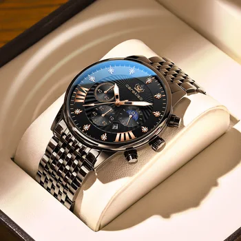 NOUĂ Bărbați Ceasuri de Brand de Moda Creative Cronograf Cuarț Ceas din Oțel Inoxidabil Lumious Mâinile Ceas rezistent la apa