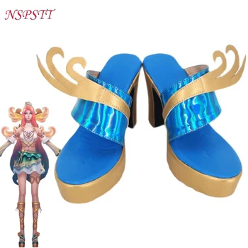 NSPSTT LOL Seraphine Cosplay Pantofi Prestige Ocean Song Seraphine Albastru cu Toc de Halloween pentru Femei Sandale