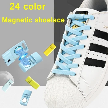 O pereche de șireturi Elastice metal Magnetic de blocare Rapidă purta in1 doua Nu lega șiretul Plat Potrivit pentru toate pantofi Leneș laces24Color