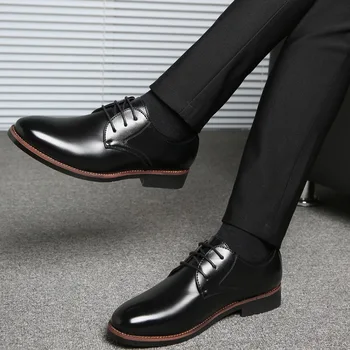Oamenii Formale Pantofi din Piele PU Culoare Solidă Rotund Forma Impermeabil si Non-Alunecare pantofi Casual Respirabil
