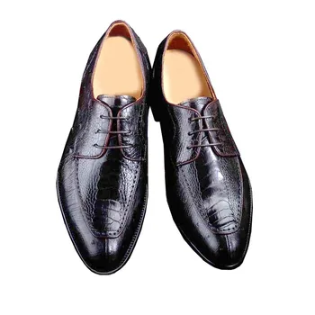ourui noi de vânzare cu adevărat din piele de Strut de sex masculin pantofi de afaceri formale pantofi pentru Bărbați pantofi din piele de Strut piele barbati pantofi